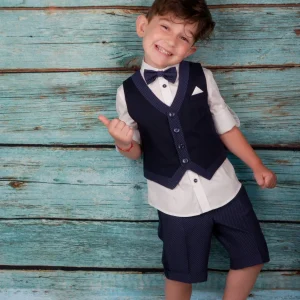 Baby A. - Completo Camicia, Pantaloncino, Gilet e Papillon