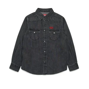 Diesel Camicia Denim Nera | Logo Oval D e Bottoni Snap