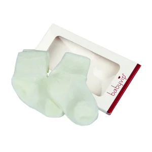 2 paia primo calzino neonato con risvolto in cotone