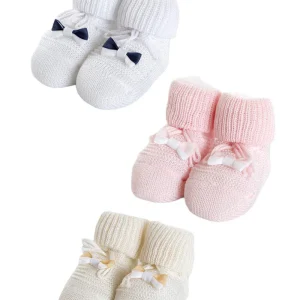 Scarpina neonato in cotone mercerizzato con applicazione fiocco
