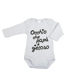 Body manica lunga con stampa "Occhio che papà è geloso"