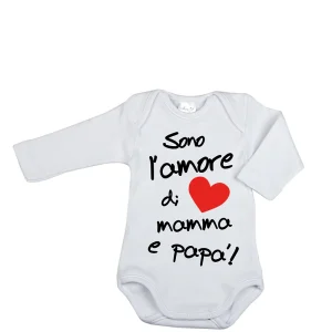 Body manica lunga con stampa "Sono l'amore di mamma e papà!"