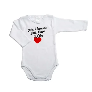 Body manica lunga con stampa - 50% Mamma 50% Papà 100% cuore