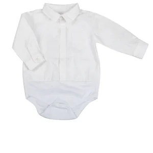 Body manica lunga in cotone modello camicia con colletto