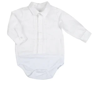 Body manica lunga in cotone modello camicia