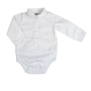 Body manica lunga in cotone modello camicia