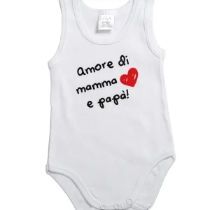 Body spalla larga con stampa "Amore di Mamma e Papà"