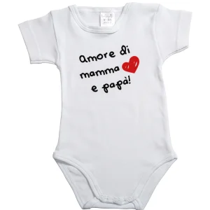Body mezza manica con stampa "Amore di Mamma e Papà"