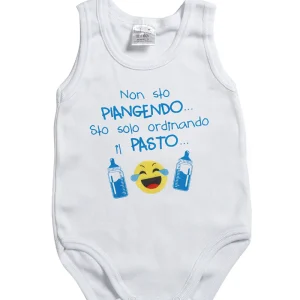 Body spalla larga in cotone con stampa "Non sto piangendo... Sto solo ordinando il pasto..."