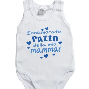 Body spalla larga in cotone con stampa "Innamorato pazzo della mia mamma!"