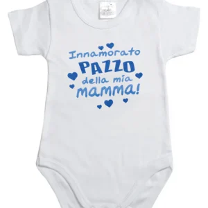 Body mezza manica in cotone con stampa "Innamorato pazzo della mia mamma!"