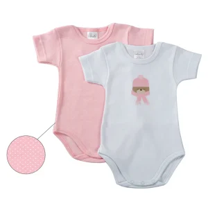 Lotto 2 pezzi body mezza manica con stampa in cotone caldo