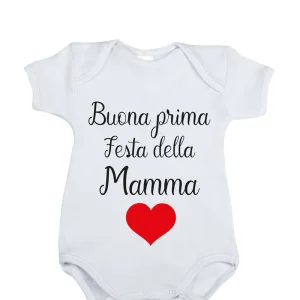 Body mezza manica in cotone con stampa "festa della mamma"