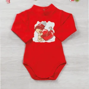 Body a lupetto manica lunga in caldo cotone con stampe natalizie