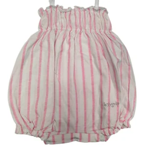 Pagliaccetto spalla stretta neonata con fantasia rigata in cotone