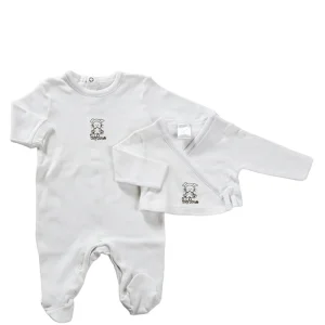 completo neonato/a 2 pezzi: tutina + scaldacuore  in caldo cotone con stampa silver