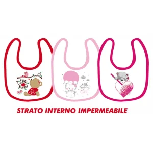 3 Bavetta stampata in doppia spugna con strato interno impermeabile e chiusura a strappo