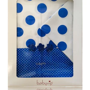 Set lenzuola 3 pezzi per carrozzina e culletta a pois con fiori e strass