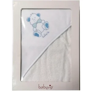 Accappatoio a triangolo in spugna con ricamo orsetto