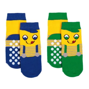 2 paia calzino in cotone con applicazione antiscivolo