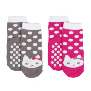 2 paia calzino in cotone con applicazione antiscivolo