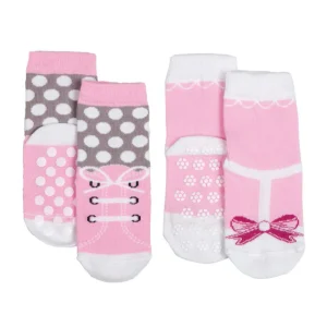 2 paia calzino in cotone con applicazione antiscivolo