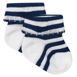 Calzino corto rigato con risvolto