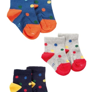 3 paia calzino corto in cotone mercerizzato con fantasia colorata a pois