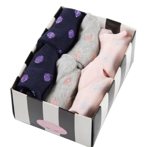 Set 6 calzini in cotone con stampa in lurex