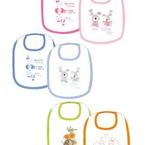 2 Bavettoni con stampa in morbida spugna con elastico e strato interno impermeabile