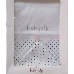 Set lenzuola 3 pezzi per carrozzina e culletta a pois con strass