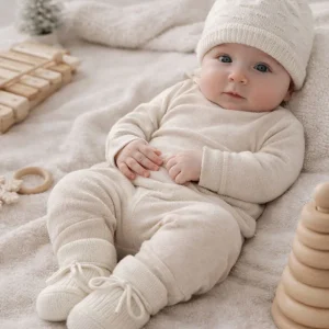 set neonato cappellino e scarpine in cotone caldo