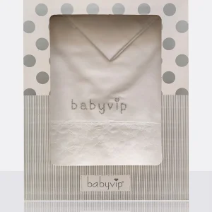 Set lenzuola 3 pezzi per carrozzina e culletta con pizzo raschel e strass