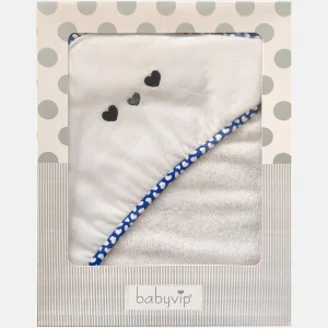 Accappatoio a triangolo in spugna con ricamo cuoricini e nodino