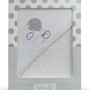 Accappatoio in spugna con ricamo e profili