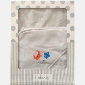 Accappatoio a triangolo in spugna con stampa granchietto e stellina