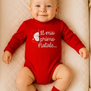 Body a lupetto manica lunga in caldo cotone con stampe natalizie