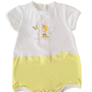 Pagliaccetto mezza manica in cotone con stampa e strass