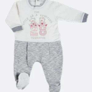 Tutina neonato in felpa garzata con stampa