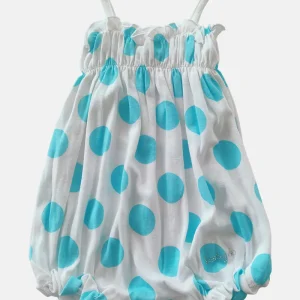 Pagliaccetto spalla stretta neonata con fantasia a  pois in cotone con strass