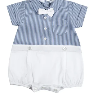 Pagliaccetto mezza manica  in cotone con taschino e papillon