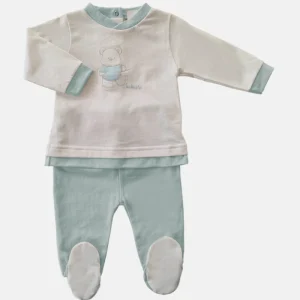 Completo 2 pezzi in piquet con ricamo orsacchiotto