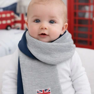 Sciarpa in cotone con bandiera inglese cucita