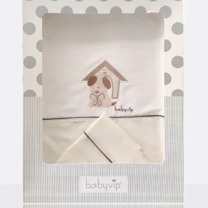 Set lenzuola 3 pezzi per carrozzina e culletta con ricamo