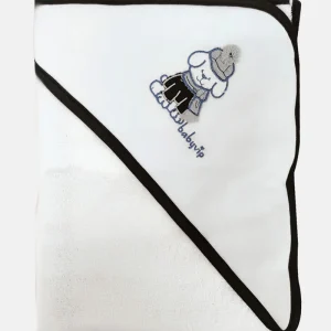 Accappatoio in spugna a triangolo con inserto ricamato cagnolino