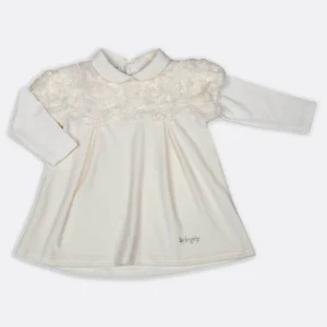 Vestitino in ciniglia con strass e fiocchetti