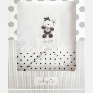 Set lenzuola 3 pezzi per carrozzina e culletta con applicazioni orsetto e strass