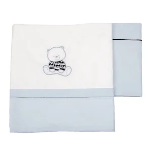 Set lenzuola 3 pezzi per carrozzina e culletta con ricamo orsacchiotto