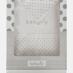 Set lenzuola 3 pezzi per carrozzina e culletta con pois e strass