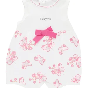 Pagliaccetto spalla larga in cotone con fiocco stampa e strass